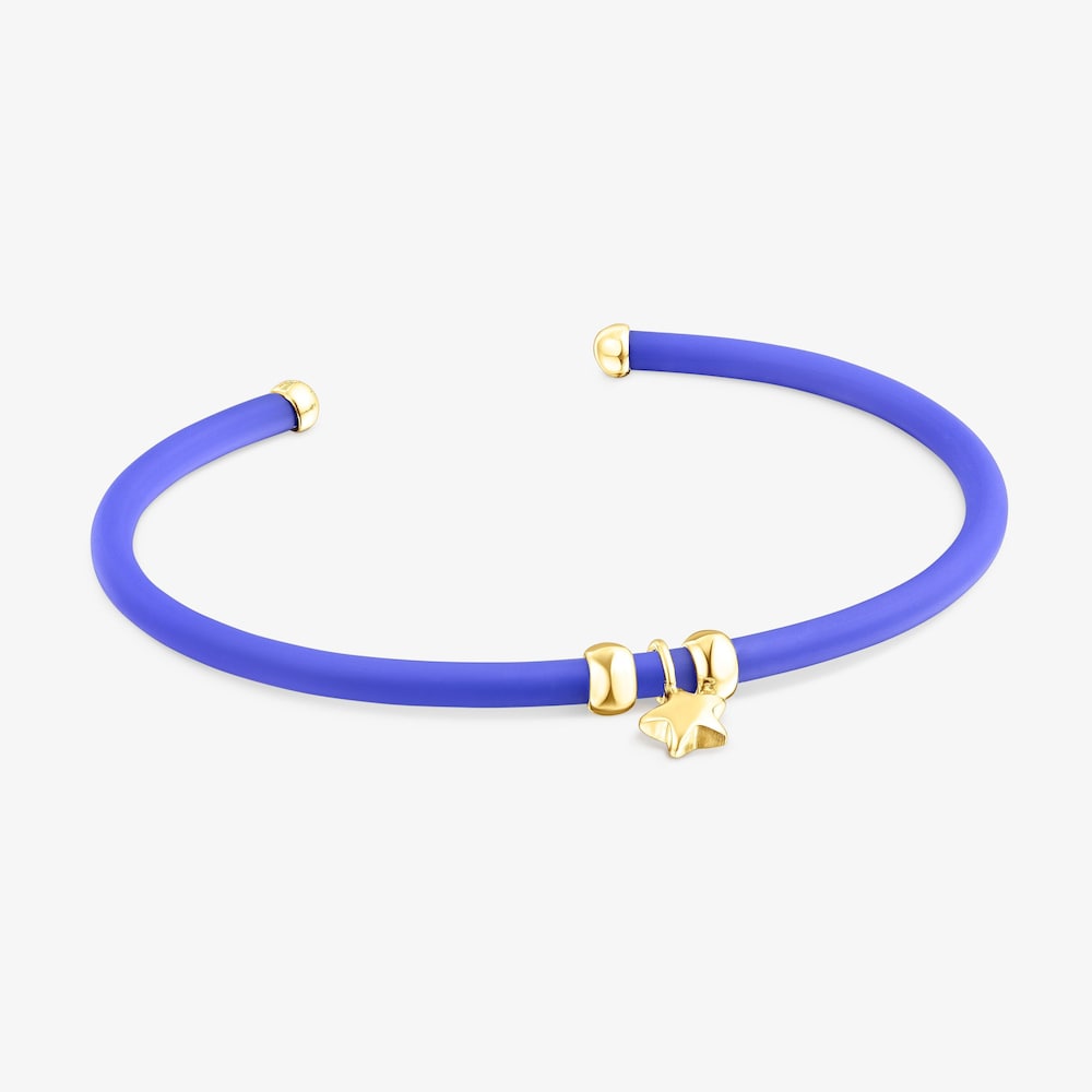 Bracciale stella blu con placcatura in oro 18 kt su caucci&ugrave; TOUS St. Tropez in argento