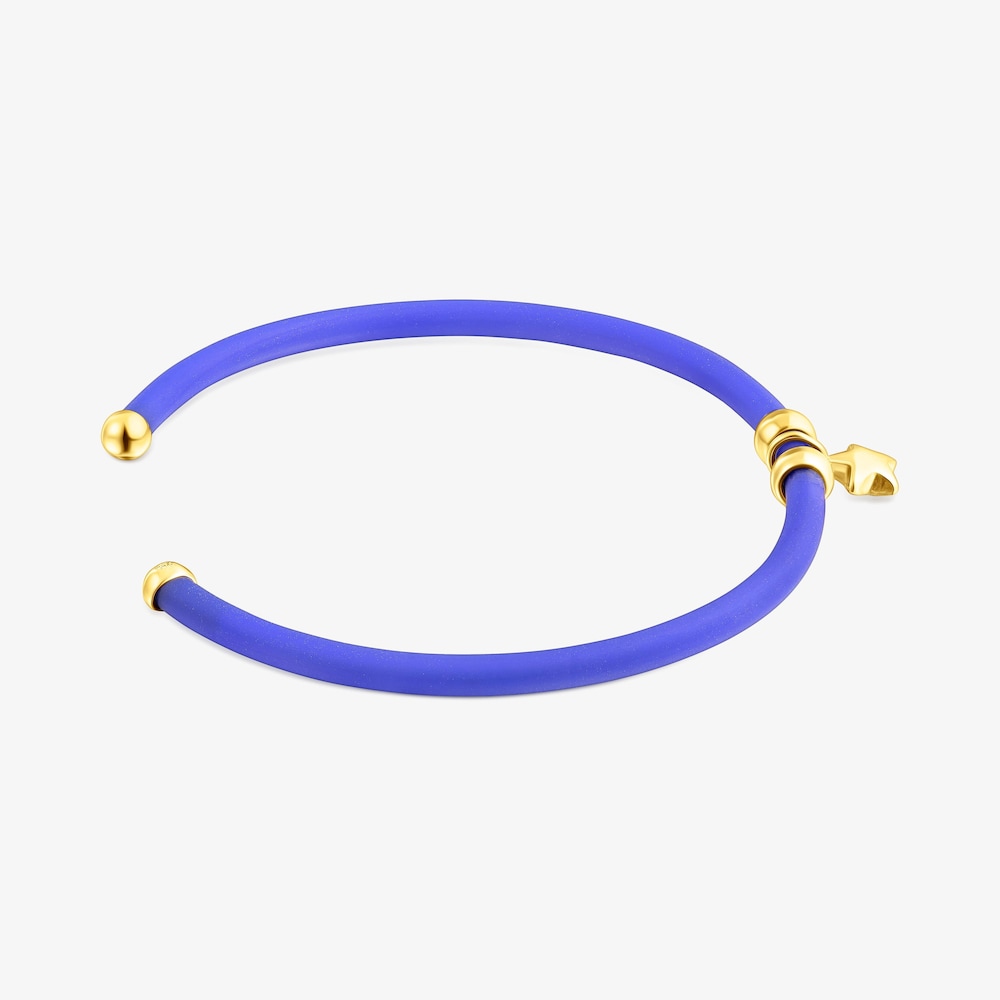 Bracciale stella blu con placcatura in oro 18 kt su caucci&ugrave; TOUS St. Tropez in argento