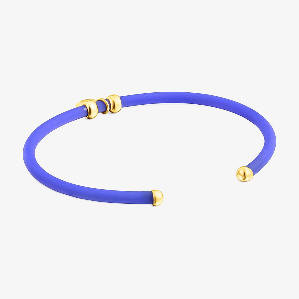 Bracciale stella blu con placcatura in oro 18 kt su caucci&ugrave; TOUS St. Tropez in argento