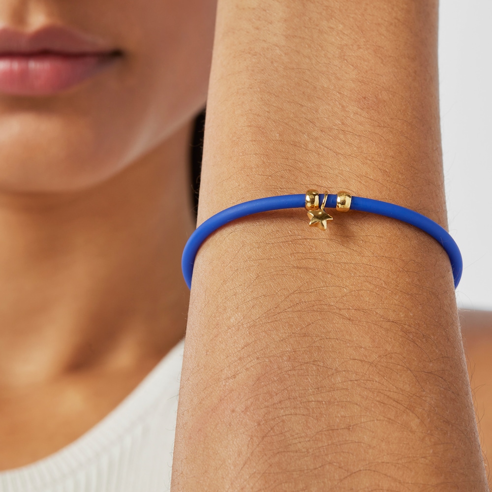 Bracciale stella blu con placcatura in oro 18 kt su caucci&ugrave; TOUS St. Tropez in argento