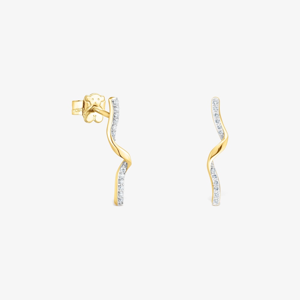 Pendientes espiral de oro y diamantes TOUS Beach
