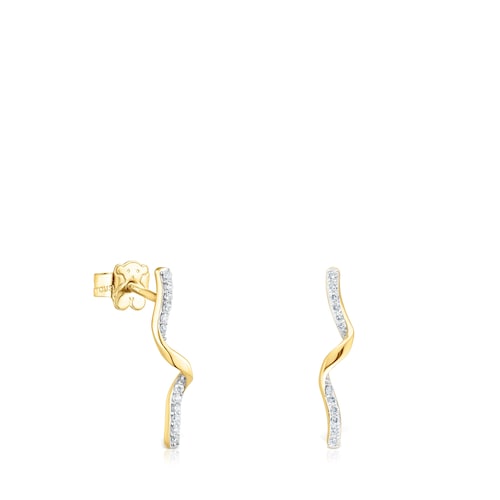 Gold TOUS Beach Spiral earrings with diamonds image number 0