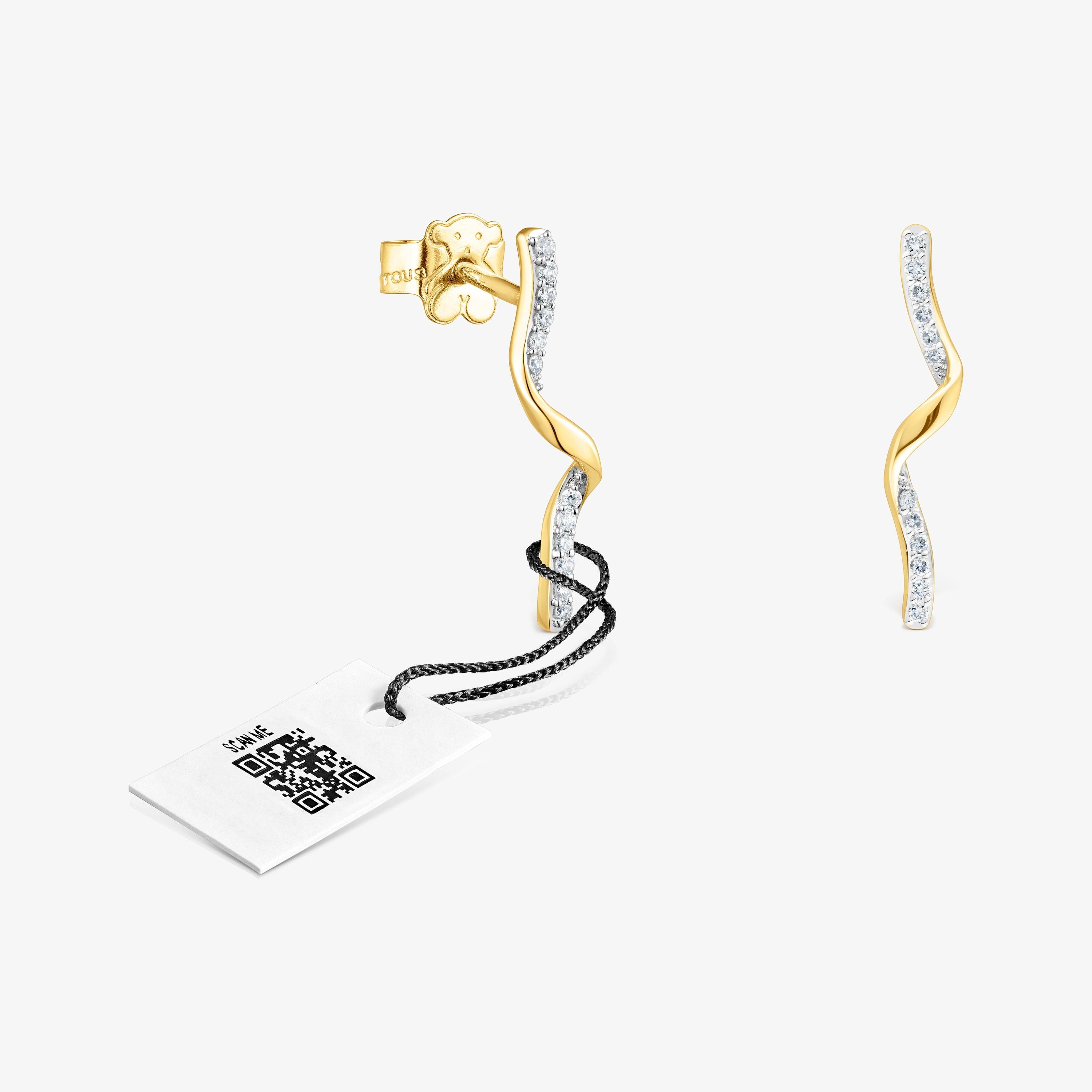 18K Solid Gold TOUS Beach Spiral earrings with diamonds