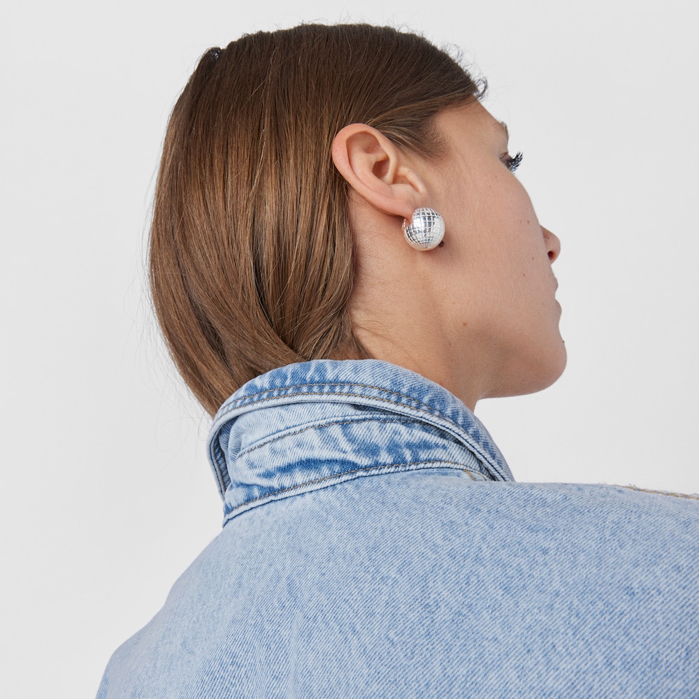 Pendientes de plata bola osos 20 mm Beach Disco