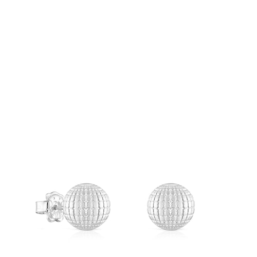 Silver TOUS Beach Disco bear ball Earrings 10 mm image number 0