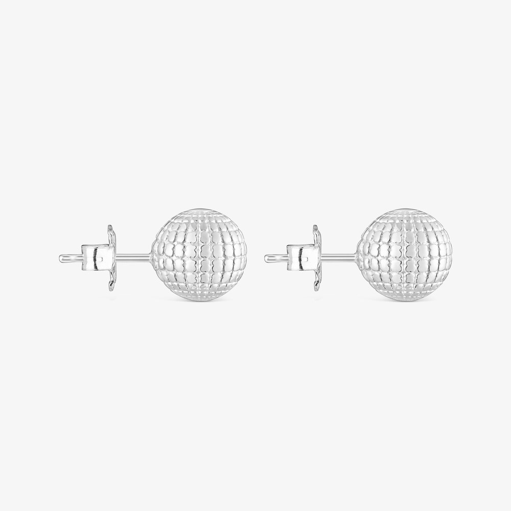 Silver TOUS Beach Disco bear ball Earrings 10 mm