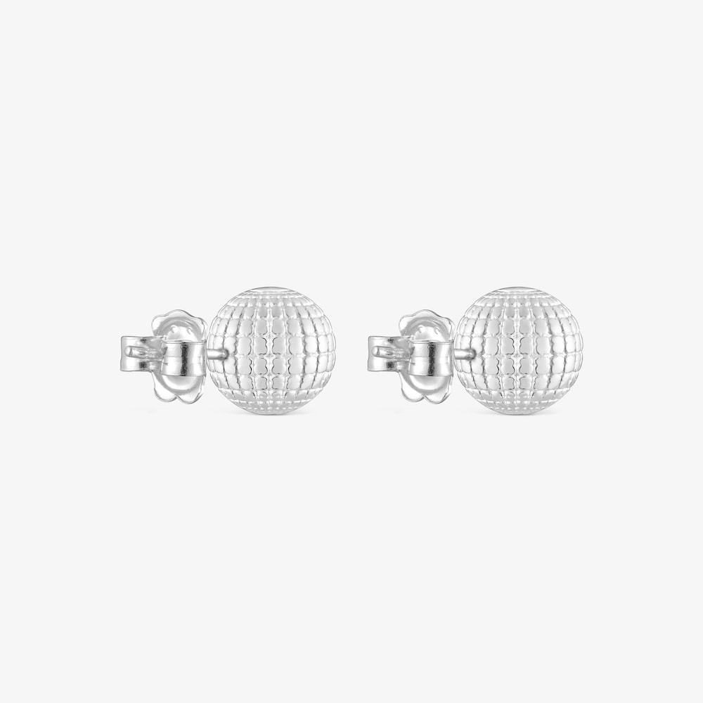 Silver TOUS Beach Disco bear ball Earrings 10 mm