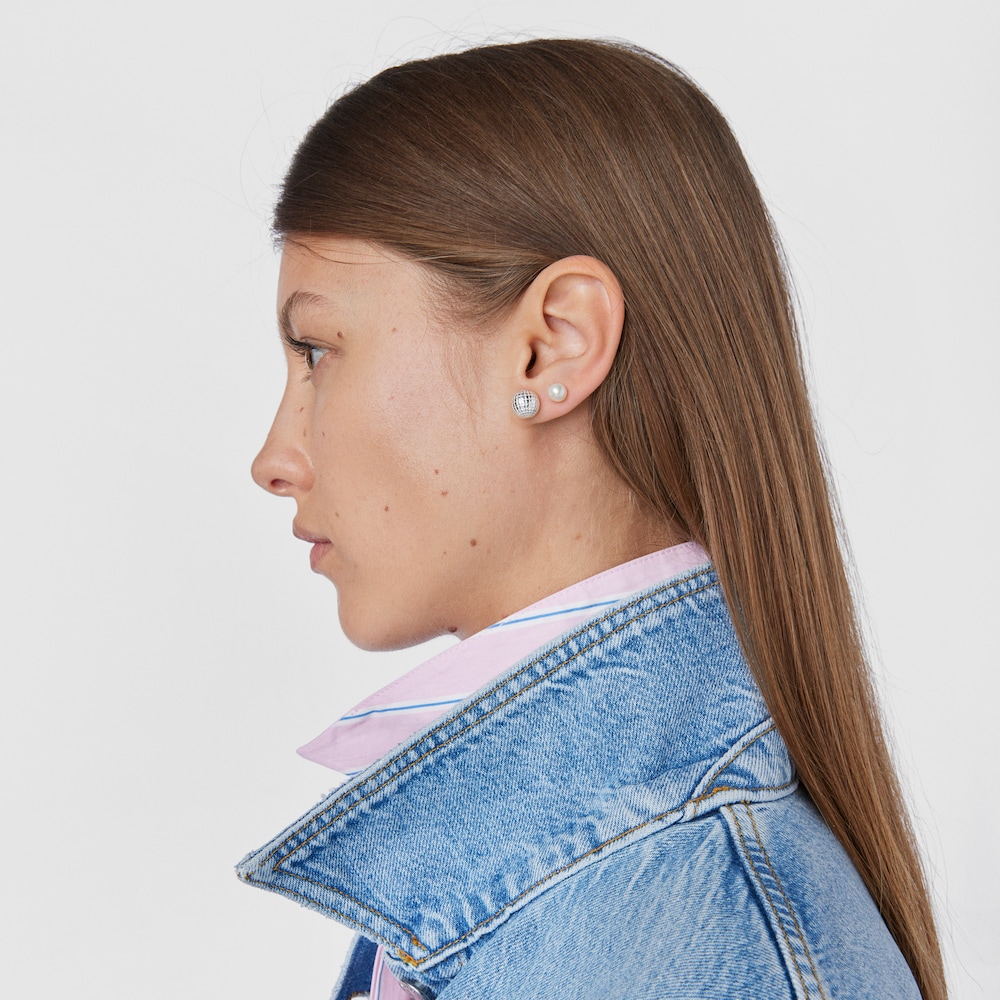 Silver TOUS Beach Disco bear ball Earrings 10 mm