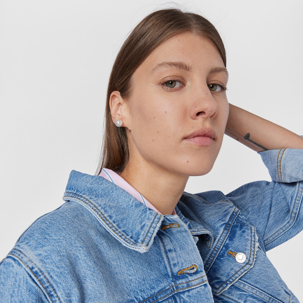 Silver TOUS Beach Disco bear ball Earrings 10 mm