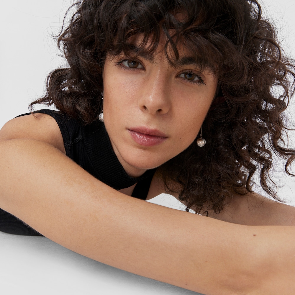 Pendientes de plata bola osos y perla cultivada 12 mm Beach Disco