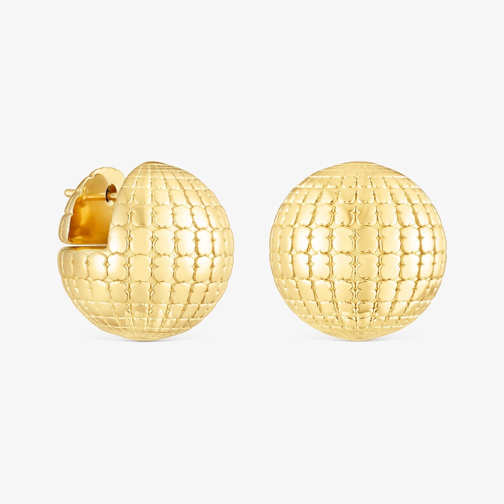 Pendientes con ba&ntilde;o de oro 18 kt sobre plata bola osos 20 mm Beach Disco