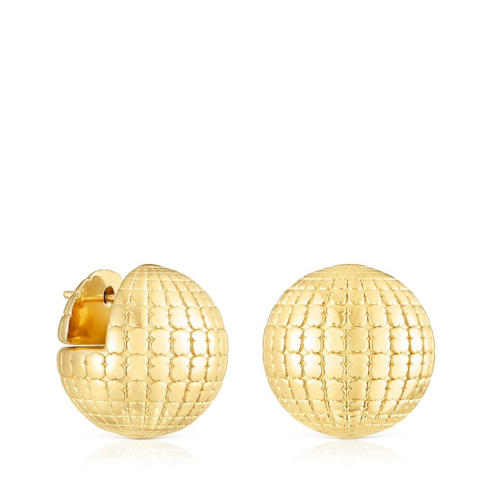 Pendientes con baño de oro 18 kt sobre plata bola osos 20 mm St Tropez Disco Pendientes con baño de oro 18 kt sobre plata bola osos 20 mm St Tropez Disco