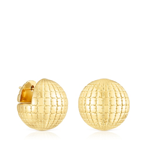 Silver vermeil St Tropez Disco bear ball Earrings 20 mm