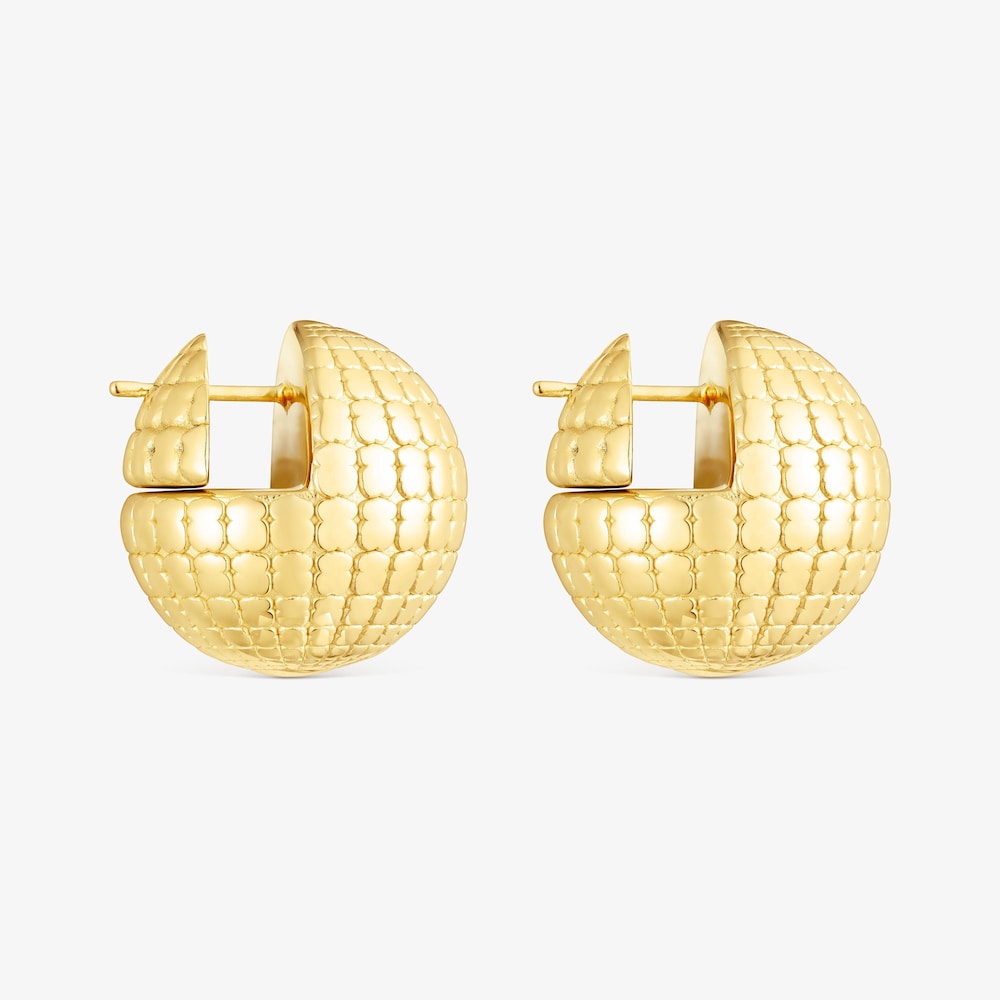 Pendientes con ba&ntilde;o de oro 18 kt sobre plata bola osos 20 mm Beach Disco