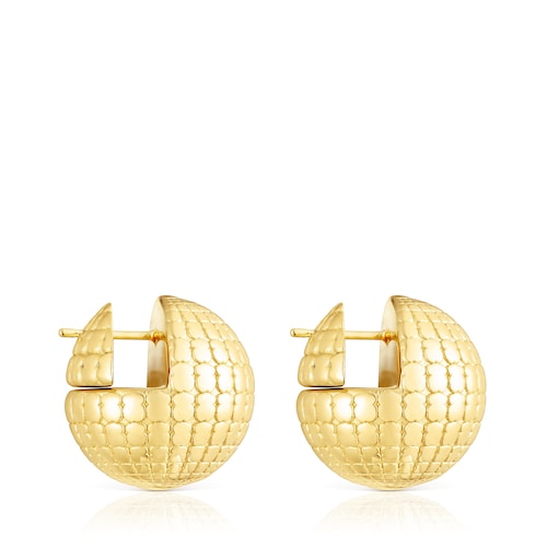 Silver vermeil St Tropez Disco bear ball Earrings 20 mm