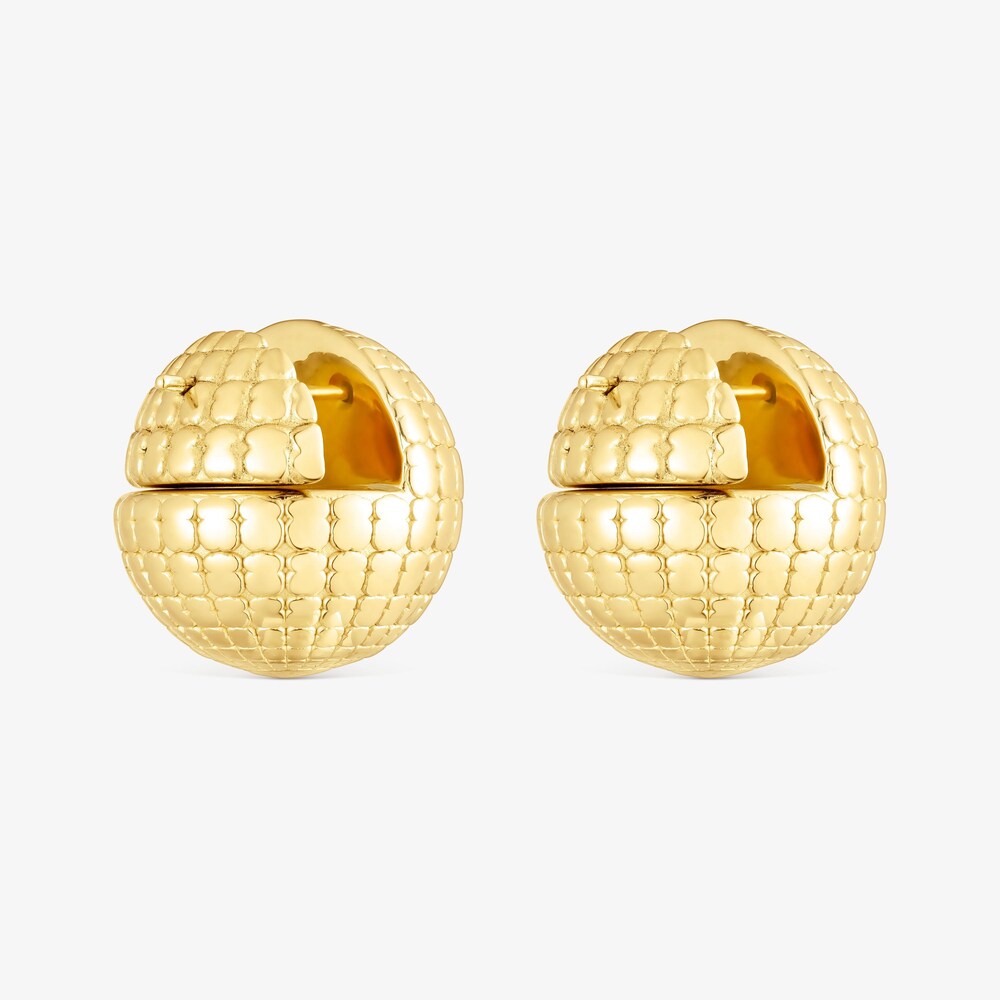 Pendientes con ba&ntilde;o de oro 18 kt sobre plata bola osos 20 mm Beach Disco