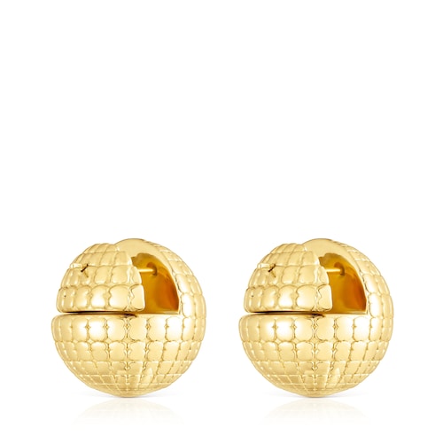 Silver vermeil St Tropez Disco bear ball Earrings 20 mm