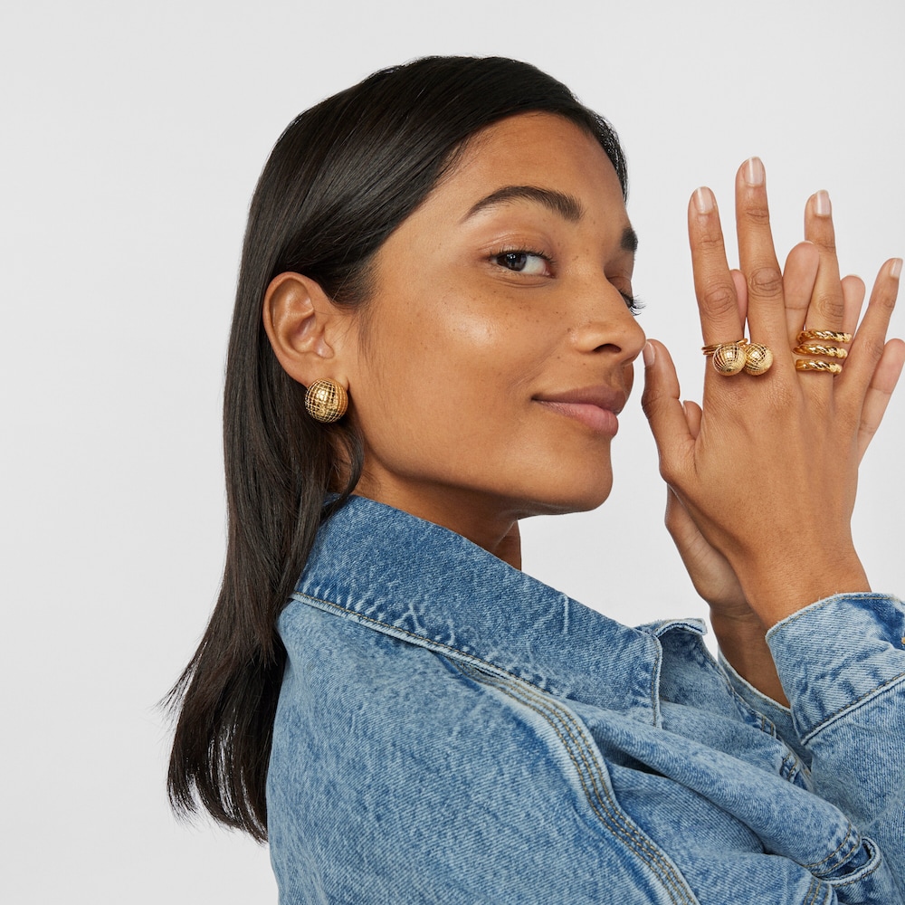 Pendientes con ba&ntilde;o de oro 18 kt sobre plata bola osos 20 mm Beach Disco