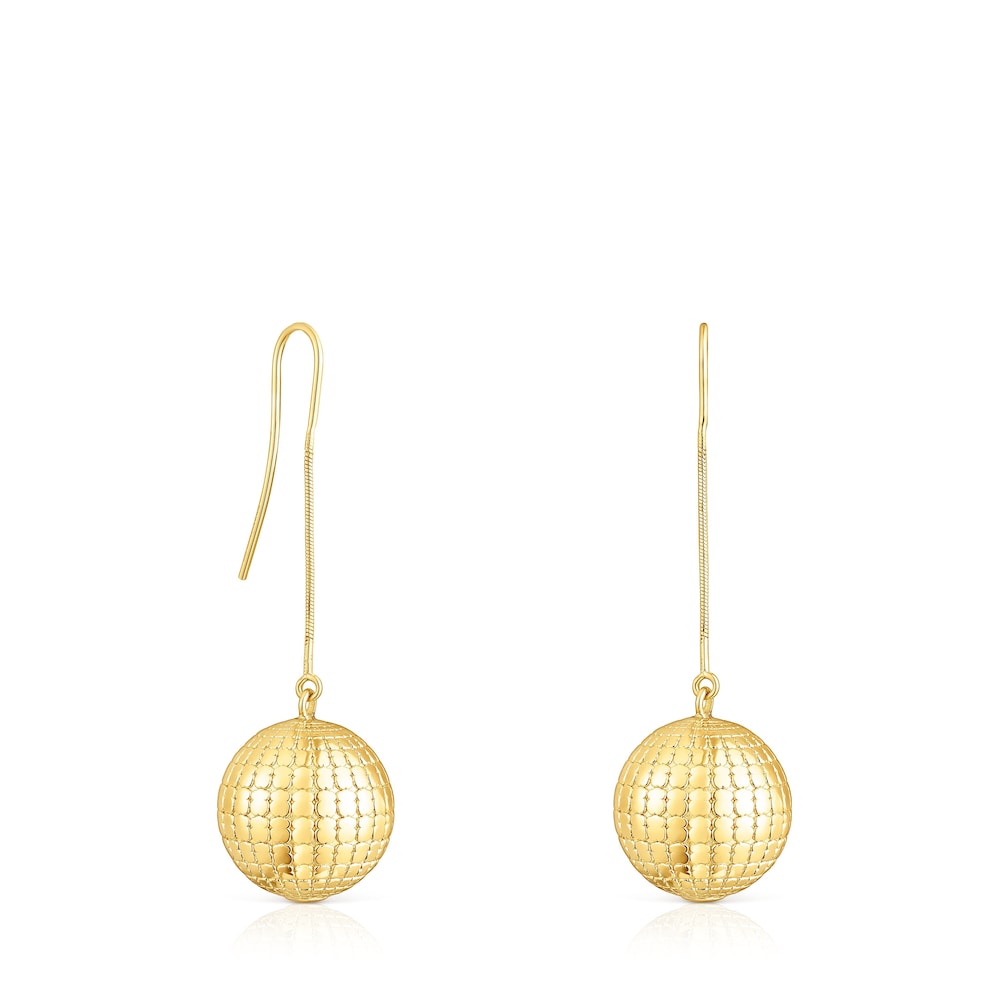 Pendientes con baño de oro 18 kt sobre plata bola osos St Tropez Disco image number 0