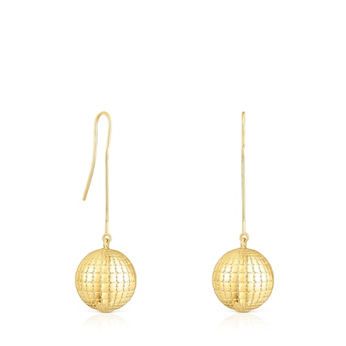 Silver vermeil St Tropez Disco bear ball Earrings