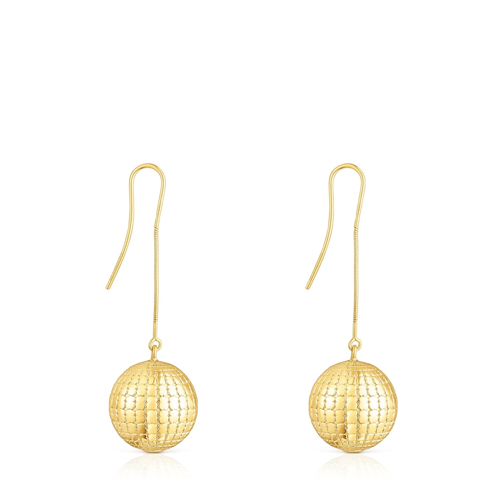 Pendientes con baño de oro 18 kt sobre plata bola osos St Tropez Disco image number 1