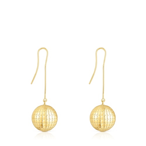 Silver vermeil St Tropez Disco bear ball Earrings