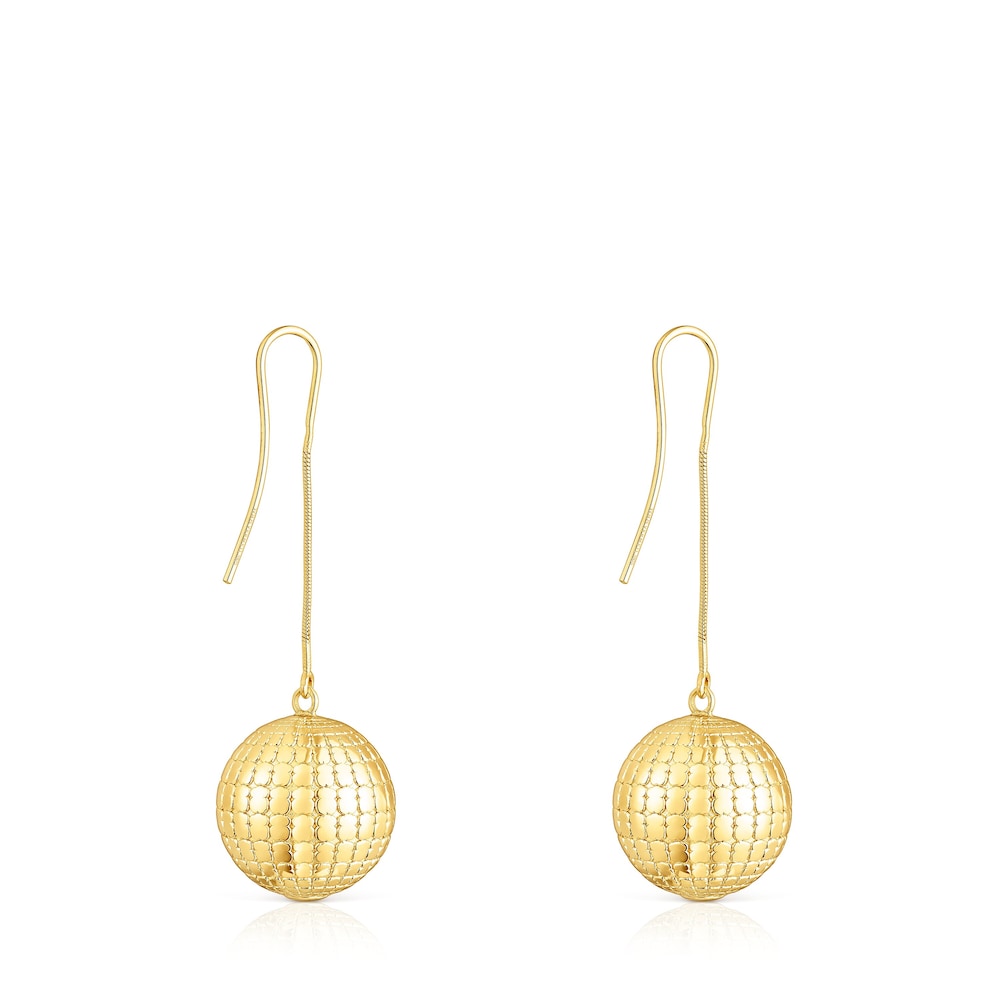 Pendientes con baño de oro 18 kt sobre plata bola osos St Tropez Disco image number 2