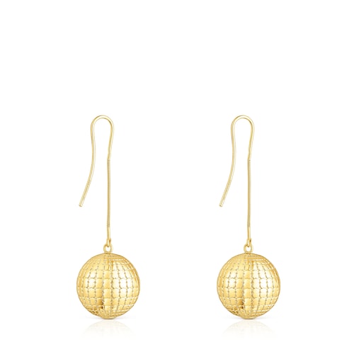 Silver vermeil St Tropez Disco bear ball Earrings