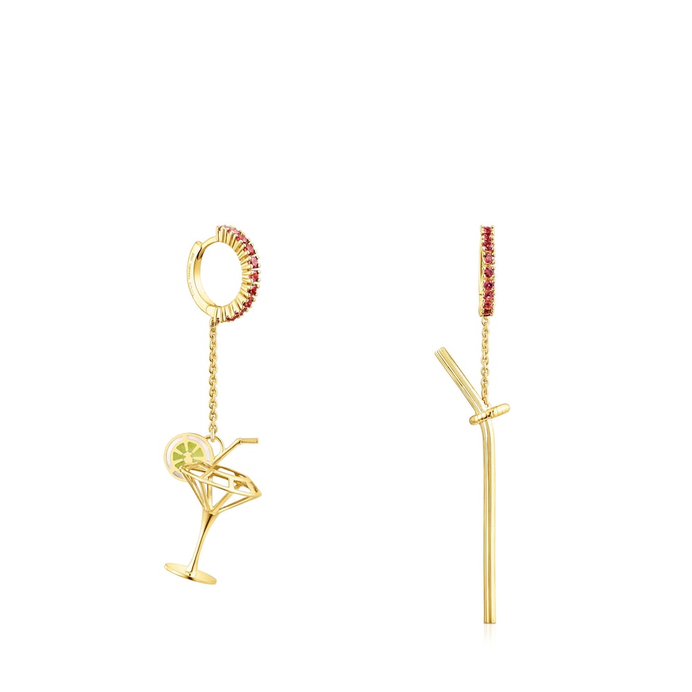 Silver vermeil TOUS St Tropez Cup Long earrings with rhodolites image number 0
