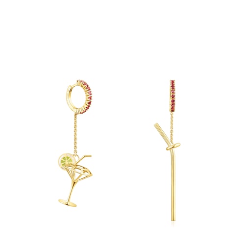 Silver vermeil TOUS Beach Cup Long earrings with rhodolites