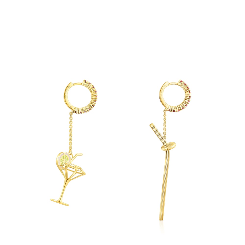 Silver vermeil TOUS St Tropez Cup Long earrings with rhodolites image number 1