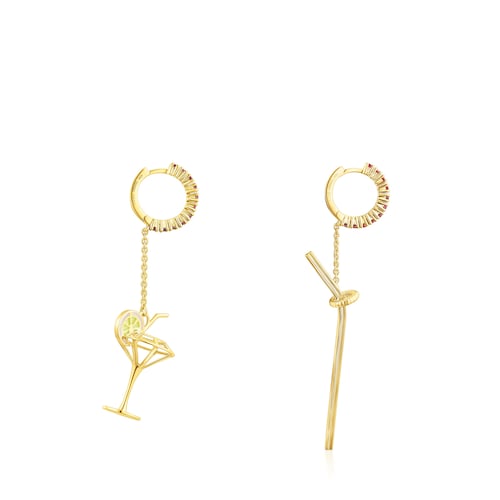 Silver vermeil TOUS Beach Cup Long earrings with rhodolites