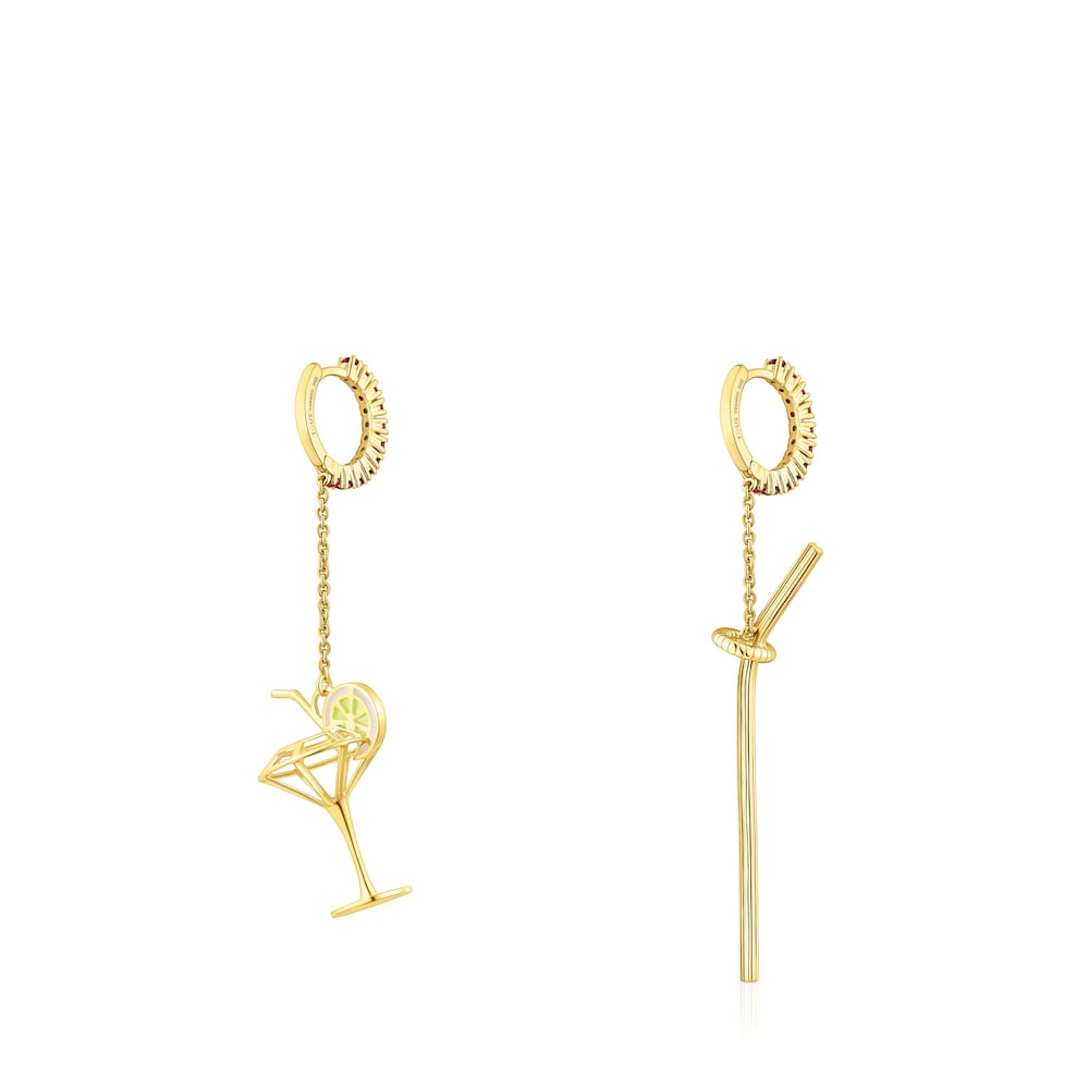 Silver vermeil TOUS St Tropez Cup Long earrings with rhodolites image number 2