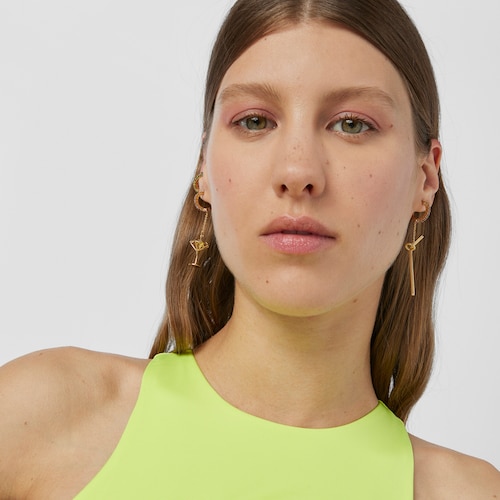 Silver vermeil TOUS Beach Cup Long earrings with rhodolites