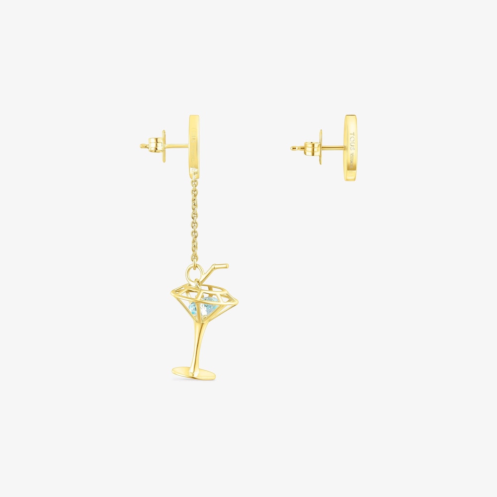 Silver vermeil TOUS Beach Cup Short/long earrings with enamel and topaz