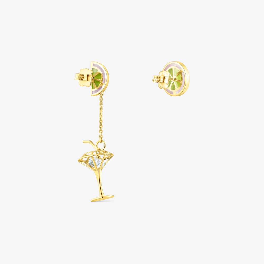 Silver vermeil TOUS Beach Cup Short/long earrings with enamel and topaz