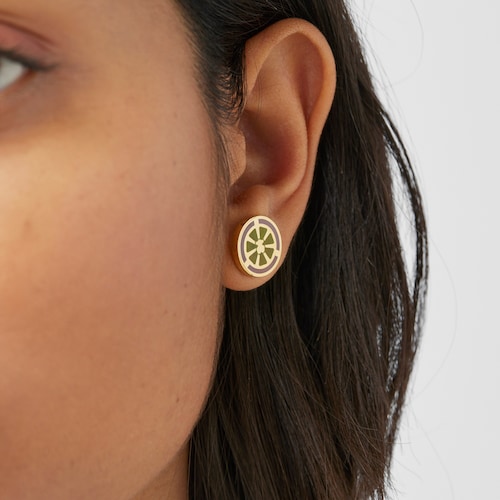 Silver vermeil TOUS St Tropez Cup Short-long earrings with enamel and topaz