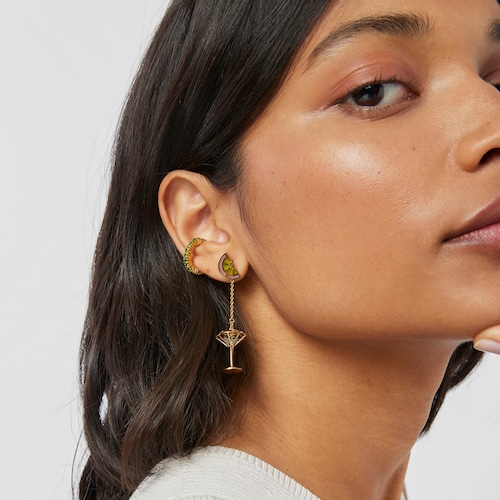 Silver vermeil TOUS St Tropez Cup Short-long earrings with enamel and topaz