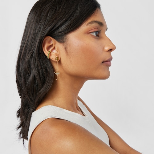 Silver vermeil TOUS St Tropez Cup Short-long earrings with enamel and topaz