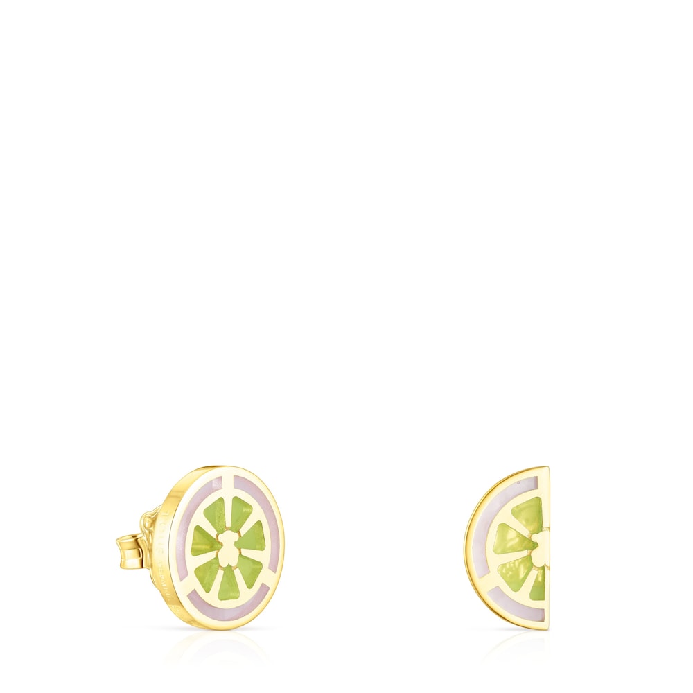 Pendientes con baño de oro 18 kt sobre plata y esmaltado 13 mm TOUS St Tropez Cup image number 0
