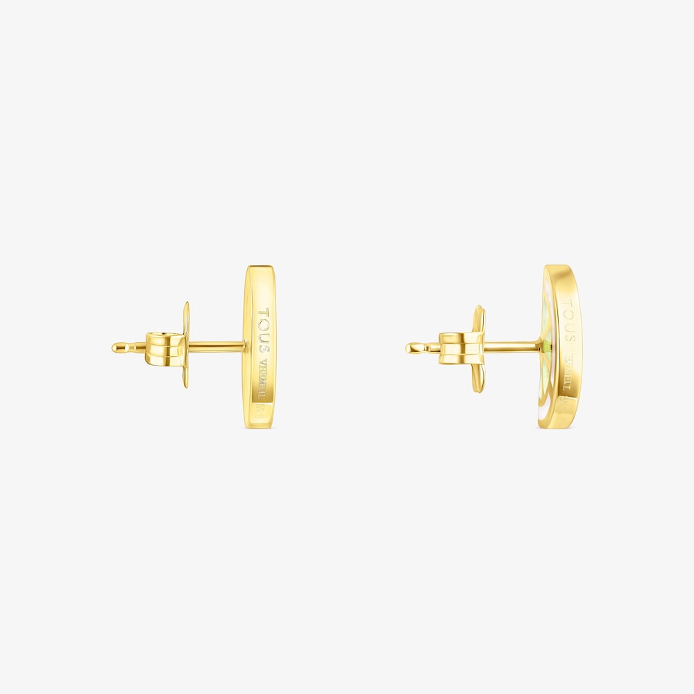 Aretes con ba&ntilde;o de oro 18 kt sobre plata y esmaltado 13 mm TOUS Beach Cup