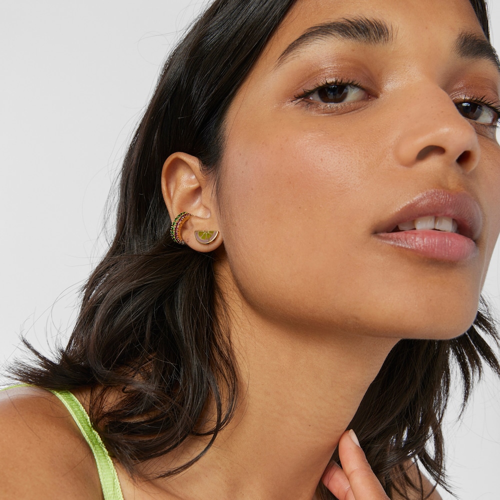 Aretes con ba&ntilde;o de oro 18 kt sobre plata y esmaltado 13 mm TOUS Beach Cup