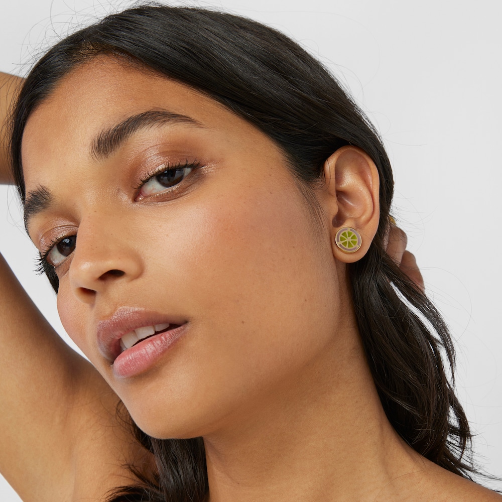 Aretes con ba&ntilde;o de oro 18 kt sobre plata y esmaltado 13 mm TOUS Beach Cup