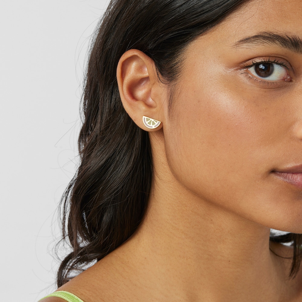 Aretes con ba&ntilde;o de oro 18 kt sobre plata y esmaltado 13 mm TOUS Beach Cup