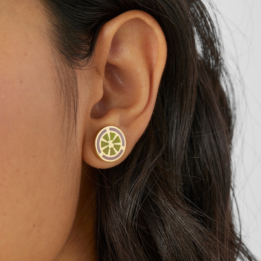 Aretes con ba&ntilde;o de oro 18 kt sobre plata y esmaltado 13 mm TOUS Beach Cup