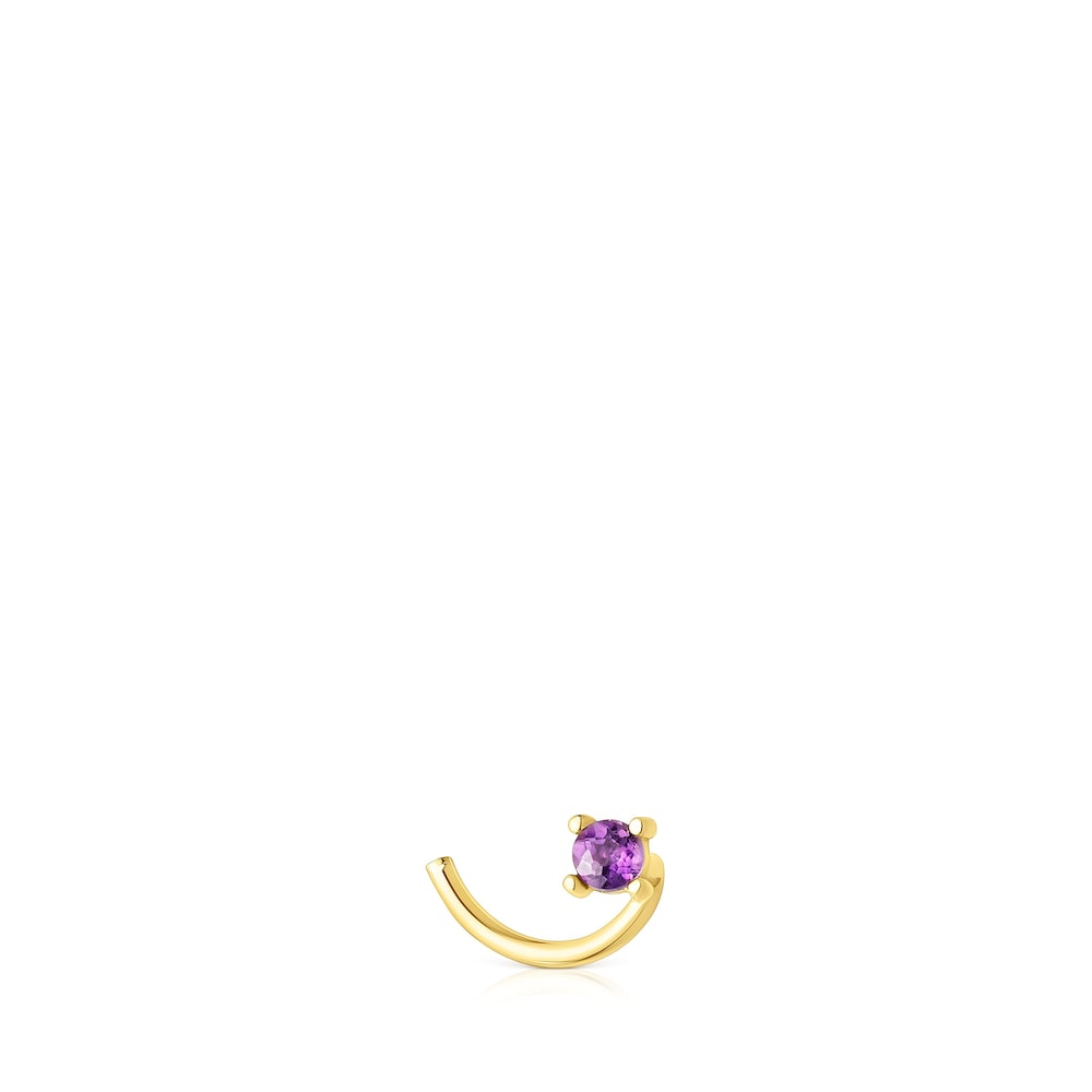 Gold-colored IP steel TOUS St Tropez Steel Nose piercing with amethyst
