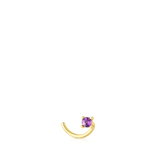 Gold-colored IP steel TOUS St Tropez Steel Nose piercing with amethyst