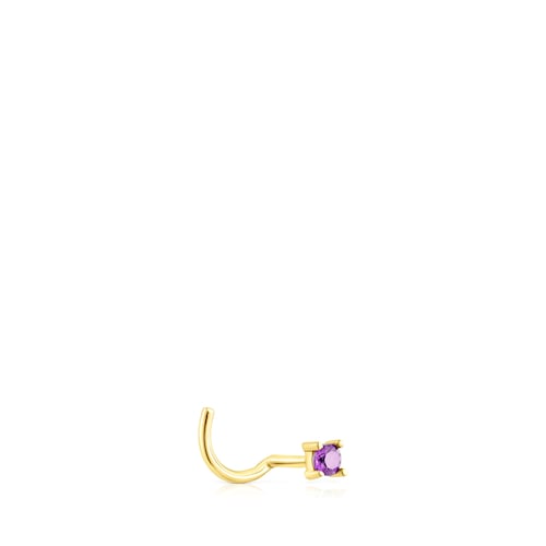 Gold-colored IP steel TOUS St Tropez Steel Nose piercing with amethyst