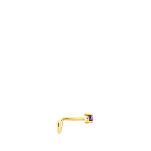 Gold-colored IP steel TOUS St Tropez Steel Nose piercing with amethyst