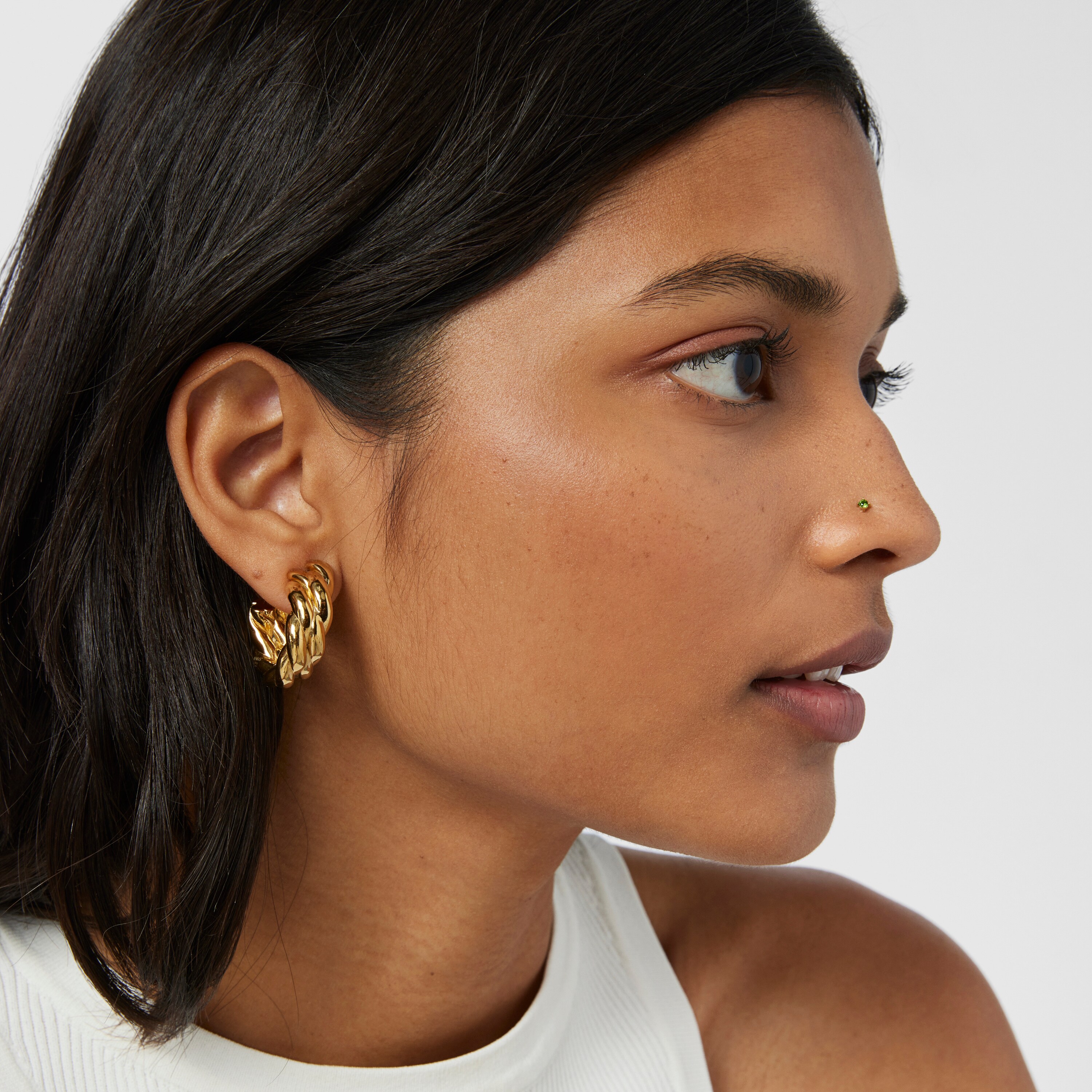 Gold-colored IP steel TOUS Beach Steel Nose piercing with chrome diopside